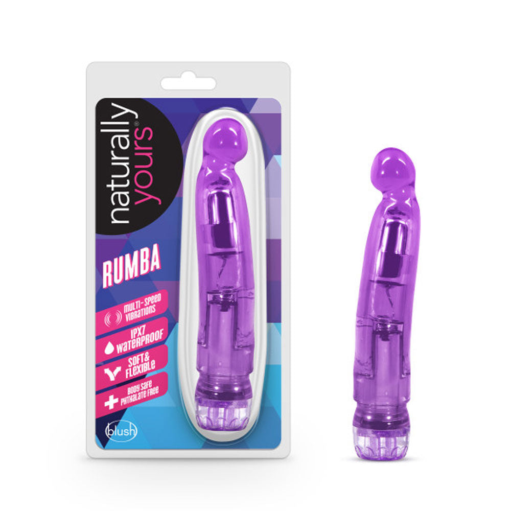 Blush Naturally Yours Rumba Purple Soft Vibrating Dildo Toy Purple Vibrators