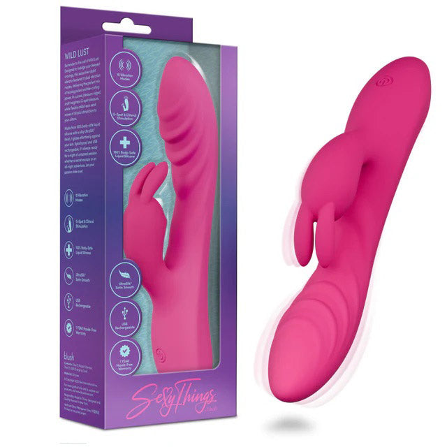 Sexy Things Wild Lust Pink 8 Inch Rabbit Vibrator with Dual Vibration Modes Pink > Vibrators > Ladies > Rabbit