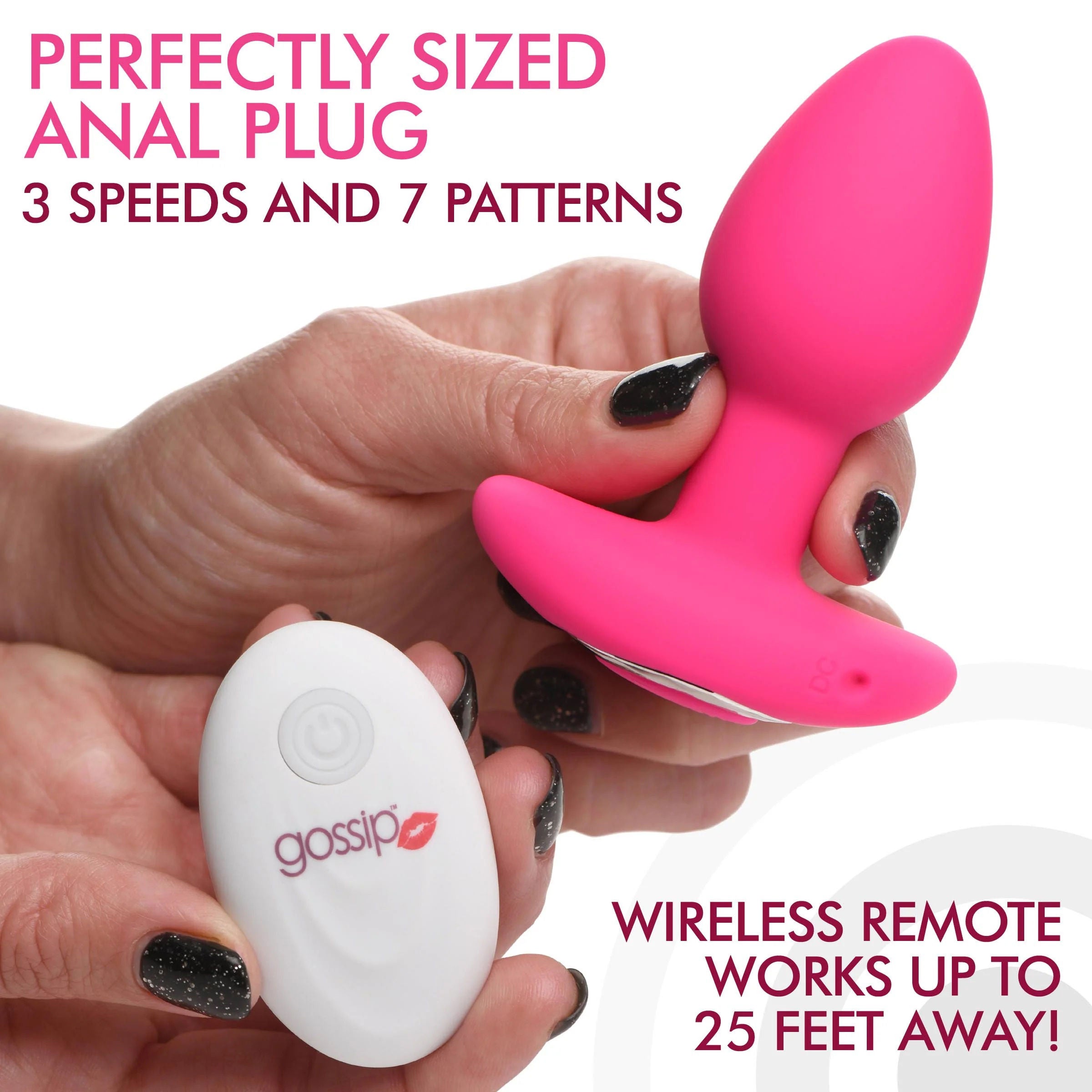 Gossip Pop Rocker Vibrating Silicone Butt Plug Magenta Butt Plugs - Vibrating