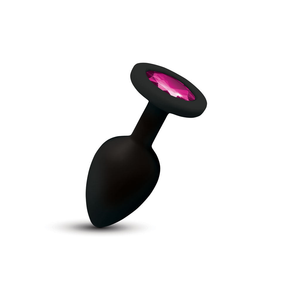 Cheeky Charms Gemma 2.74 Inch Pink Gem Black Silicone Plug – Small Anal Plug > Anal Range > Jewel Butt Plugs