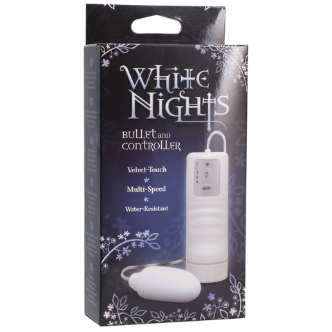 White Nights White Velvety Bullet Vibrator with Controller BULLETS & EGGS
