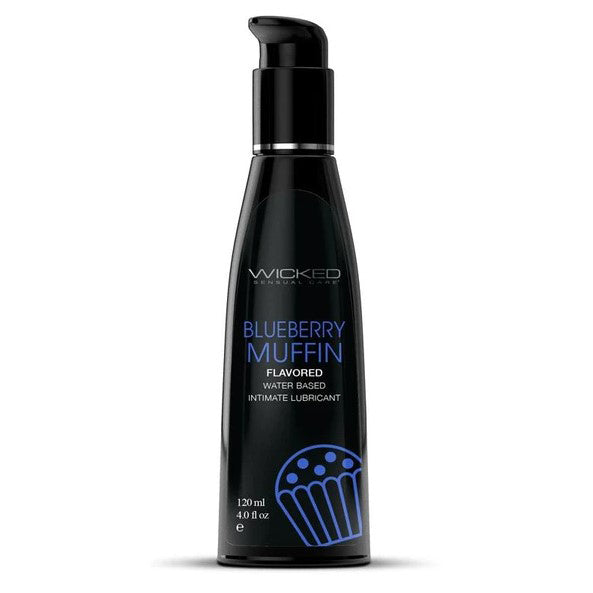 Wicked Aqua Blueberry Muffin Water Based Lubricant 120 Milliliters 4 Ounces Flavoured Lube