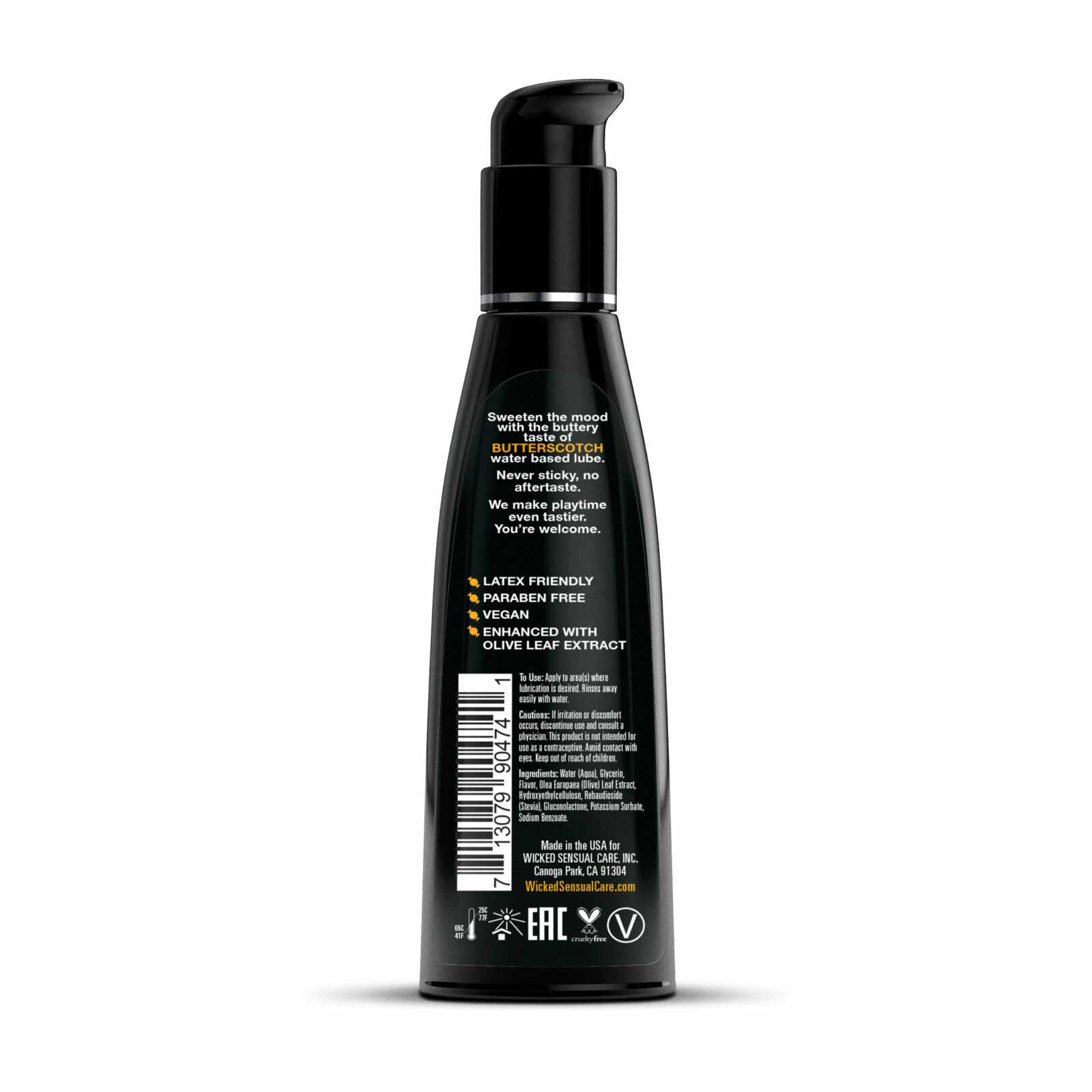 Wicked Aqua Butterscotch Flavored Water Based Lubricant 120ml Flavoured Lube