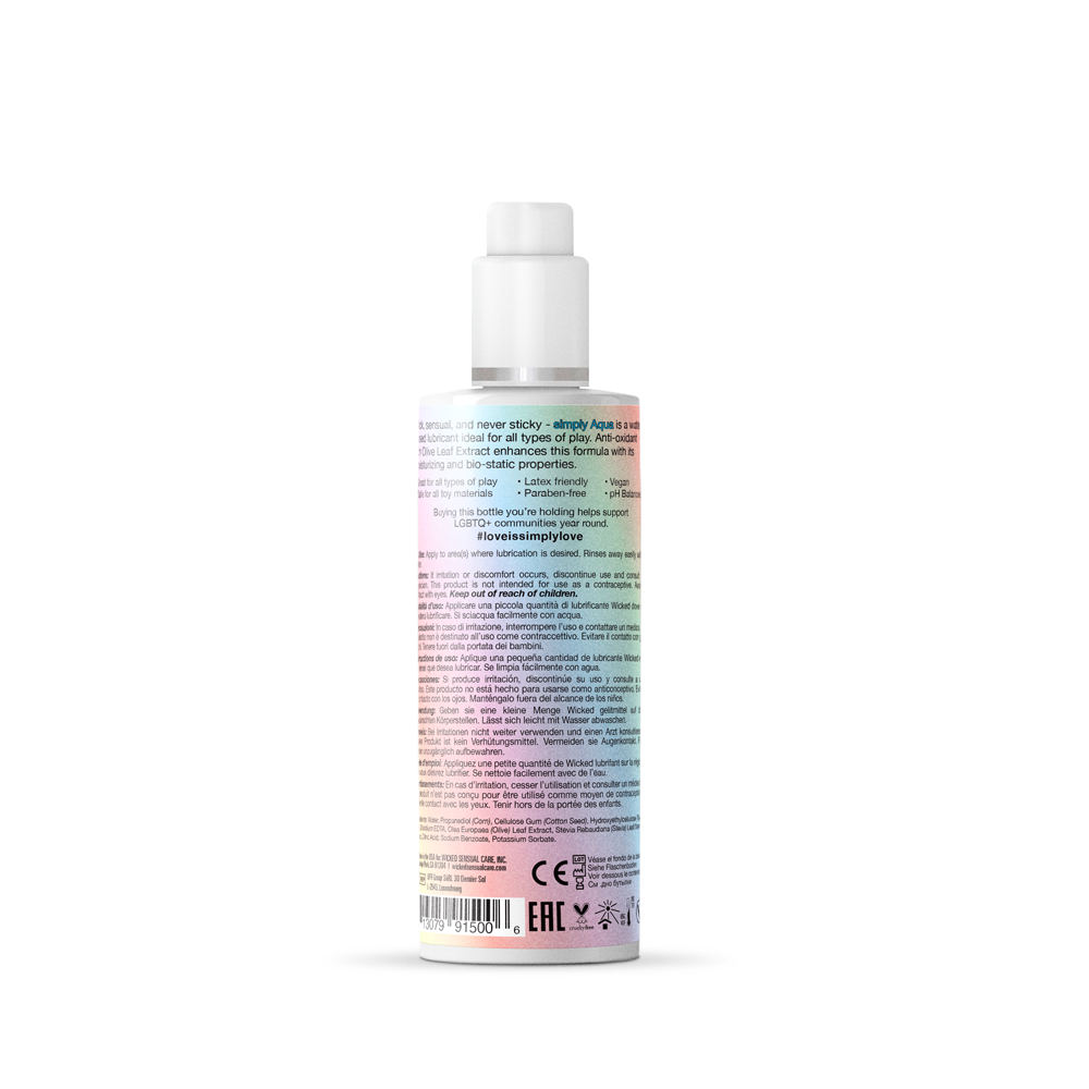 Wicked Simply Aqua Pride 120ml Water Based Lubricant Bottle > Lube > Water Based