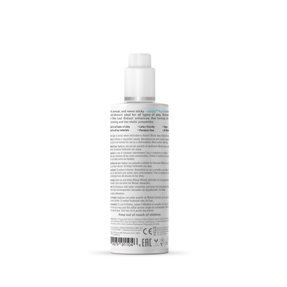 Wicked Simply Aqua Water Based Lubricant 120ml 4 Ounce Bottle > Lube > Water Based