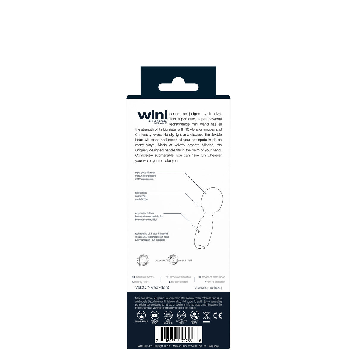 Wini Mini Wand Massager with 10 Vibrations > Sex Toys > Mini Massagers