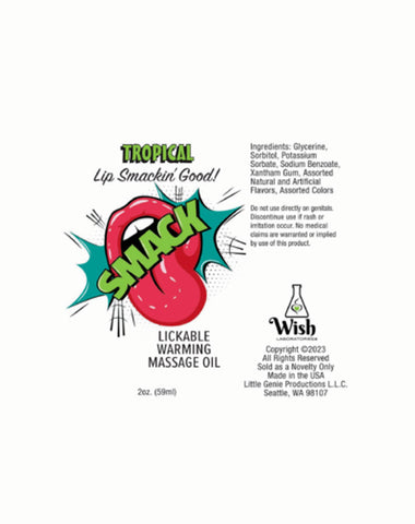Smack Tropical Warming Lickable Massage Oil 2 Ounce Bottle Default Title Massage Oil