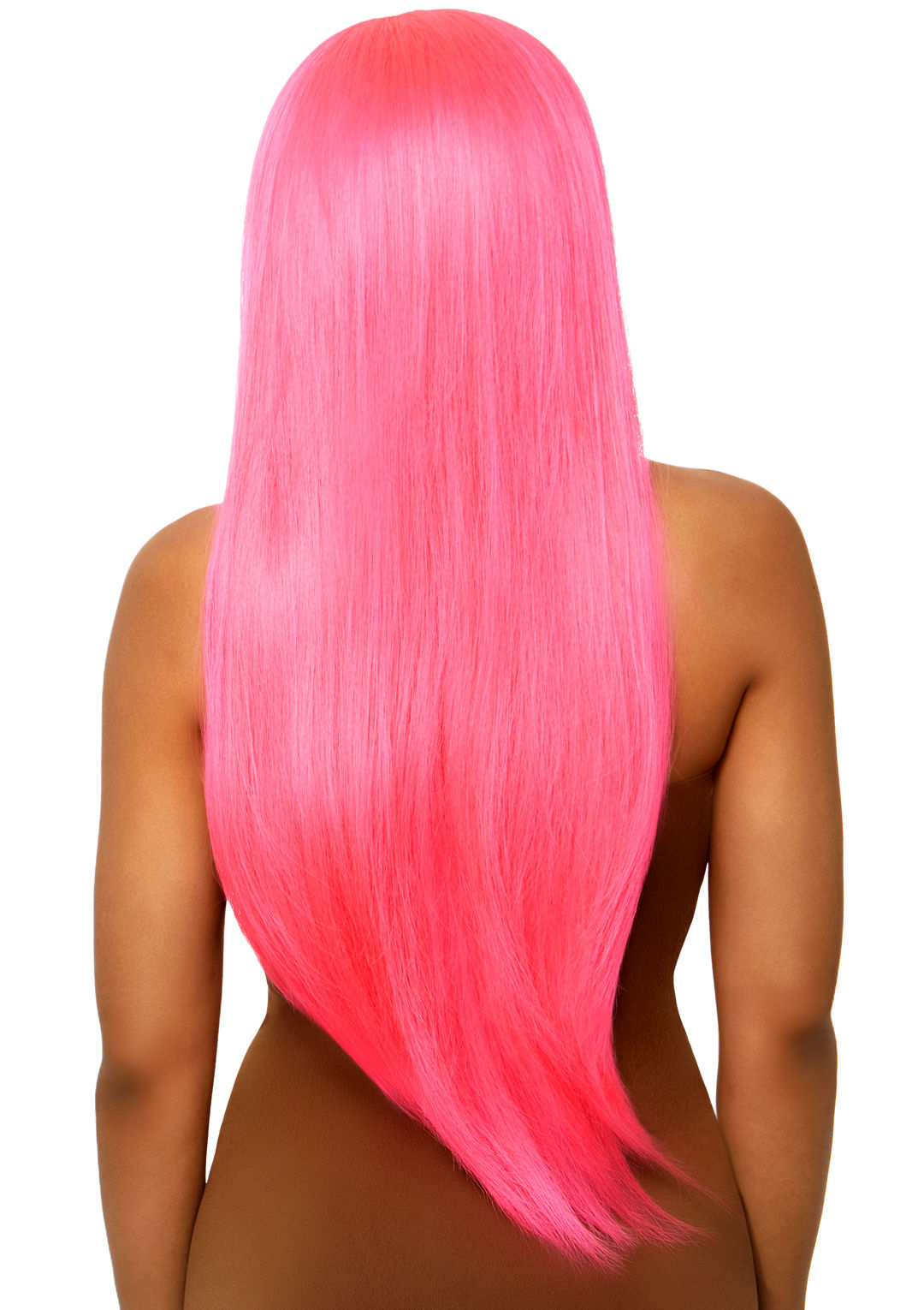 33 Inch Long Straight Pink Wig with Center Part Hair Accessory Pink Wigs