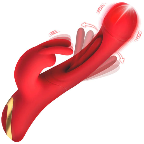 Silicone Rabbit Vibrator Red Rechargeable Clitoral Stimulator VIBRATORS-RABBIT