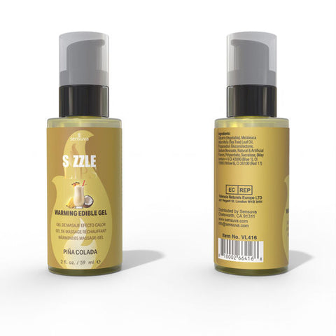 Sizzle Lips Piña Colada Edible Warming Massage Gel 2oz Massage Oil