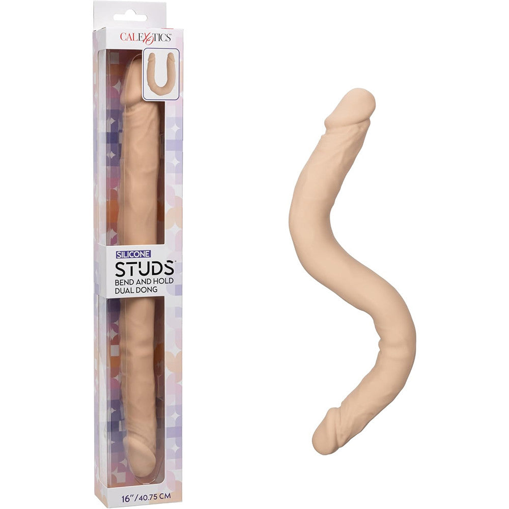Silicone Studs Bend and Hold Dual Dong (Ivory) – 16 Inch Silicone Dong Ivory > Dildos > Double Dildos