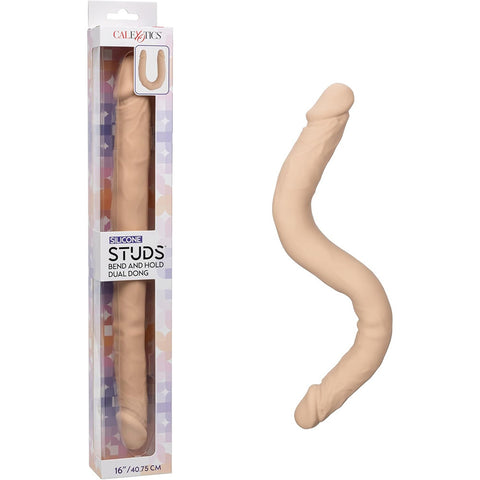 Silicone Studs Bend and Hold Dual Dong (Ivory) – 16 Inch Silicone Dong Ivory > Dildos > Double Dildos