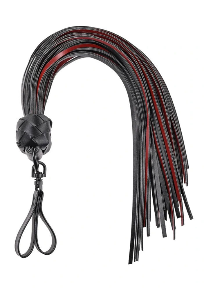 Saffron Finger Flogger (Black/Red) – Luxury Faux Leather Sensory Accessory Black > Bondage Gear > Whips & Floggers