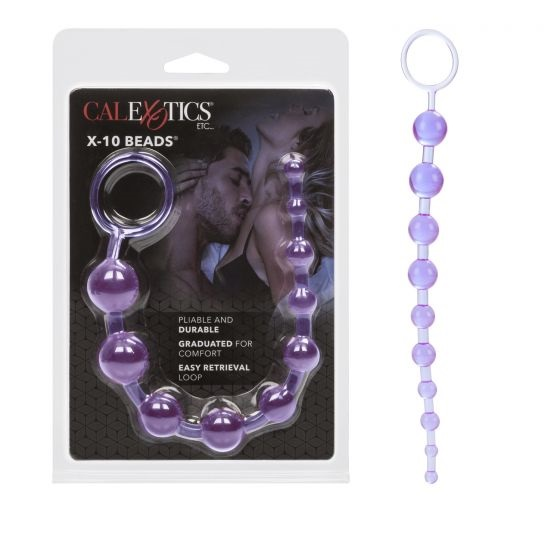 X-10 Beads Purple Graduated Anal Pleasure Beads with Easy Retrieval Loop and Smooth Jelly Finish > Anal Range > Anal Beads