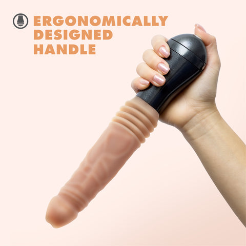 Dr Knight Thrusting Gyrating Silicone Vibrating Dildo Beige DONGS Thrusting
