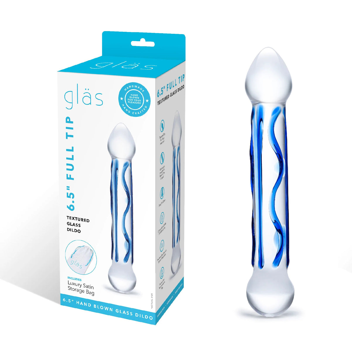 Electric Novelties Glass Dildo – 6.5 Inch Textured Full Tip Smooth Girth Adult Toy > Glass > Dildos