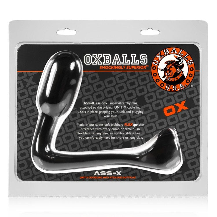 Ass X Asslock Black - Combined Cock Sling and 11 Inch Butt Plug