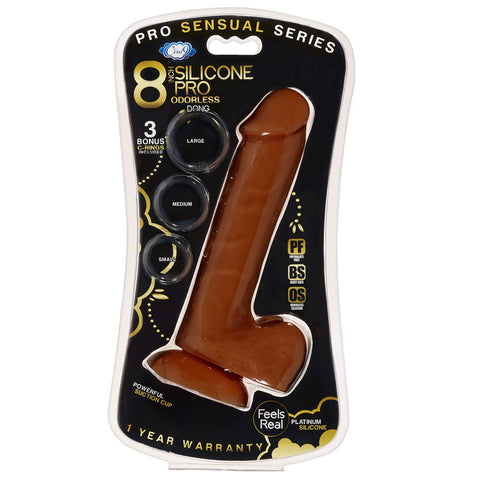 Cloud 9 Premium Silicone 8 Inch Dong with Three Cock Rings Dongs Realistic