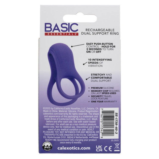 Rechargeable Dual Support Ring for Couples in Purple Design Purple Cockrings