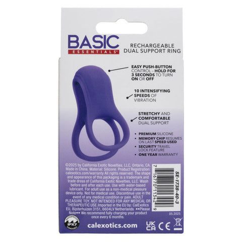 Rechargeable Dual Support Ring for Couples in Purple Design Purple Cockrings