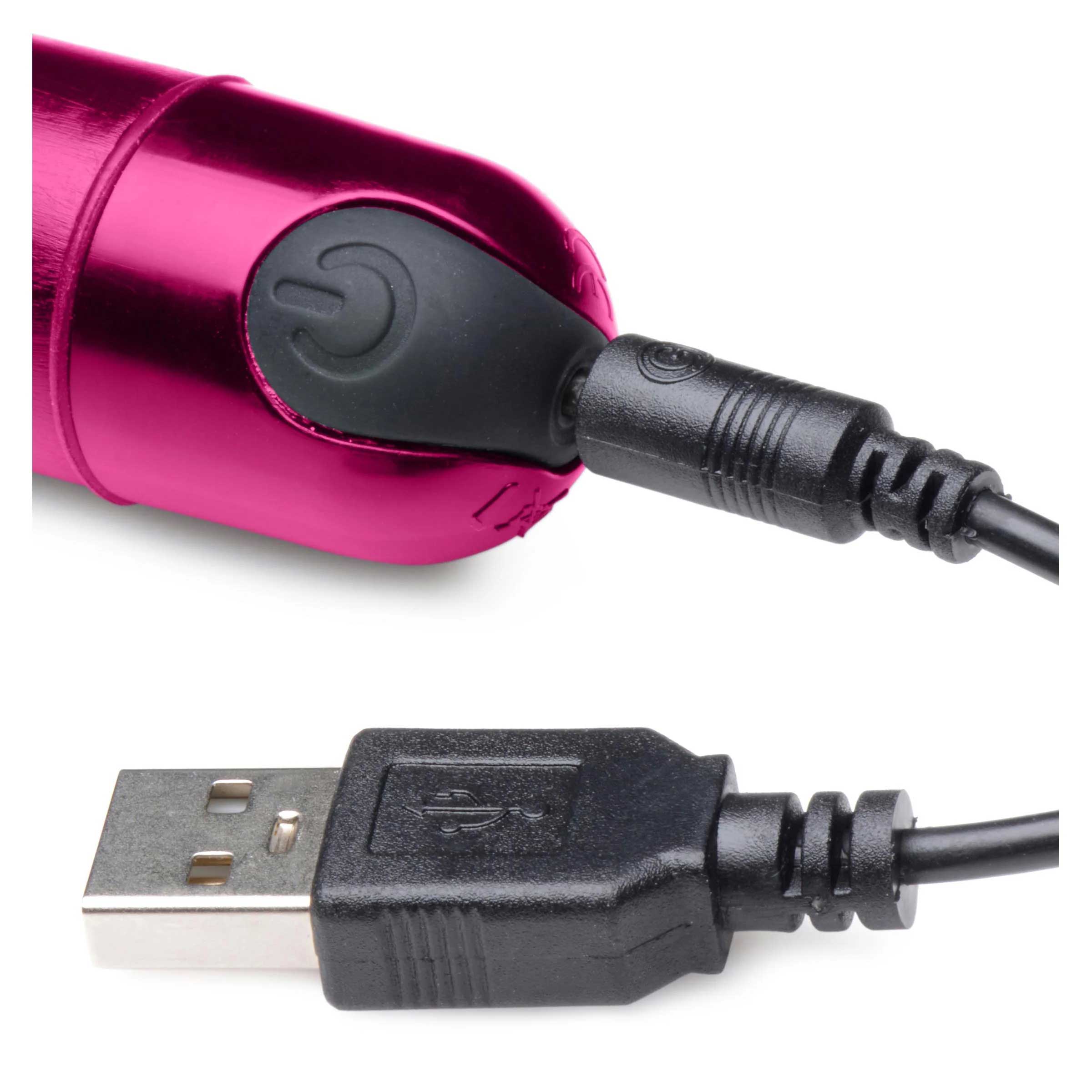 Slim Metallic Pink Bullet Vibrator USB Rechargeable Adult Toy BULLETS