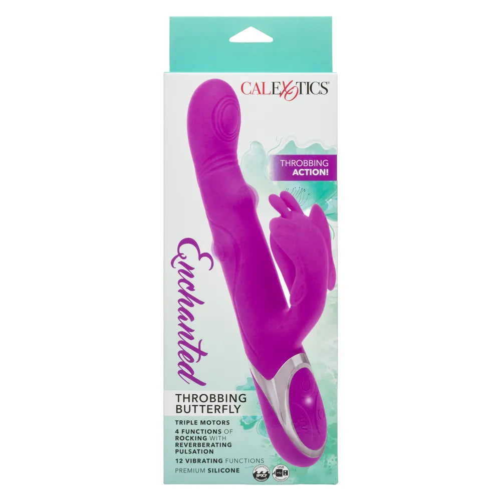 Enchanted Throbbing Butterfly Purple 9.75 Inch Triple-Motor Silicone Vibrator > Vibrators > Ladies > Rabbit