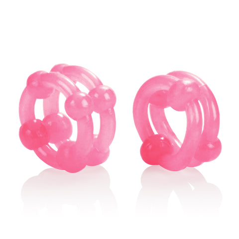Island Rings Double Stacker Pink Glow in the Dark Stretchy TPE Cock Rings 0.75 Inch 2 cm COCK RING Set