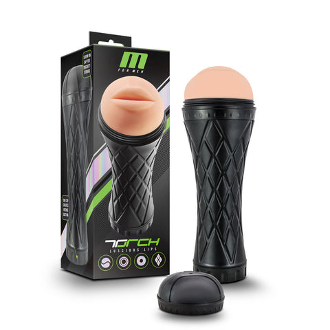 M for Men Torch Vanilla Mouth Masturbator with Suction Grip Strokers - Manual