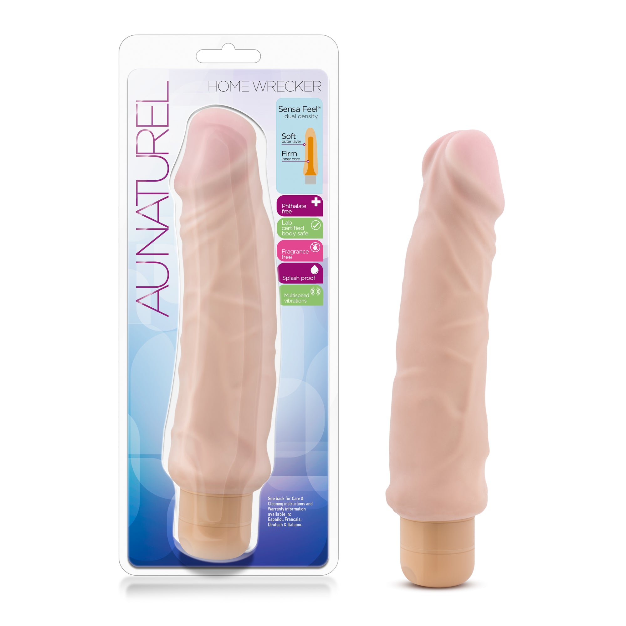 Au Naturel Home Wrecker Realistic Pleasure Toy 9.5 Inch Beige DONGS Vibrating