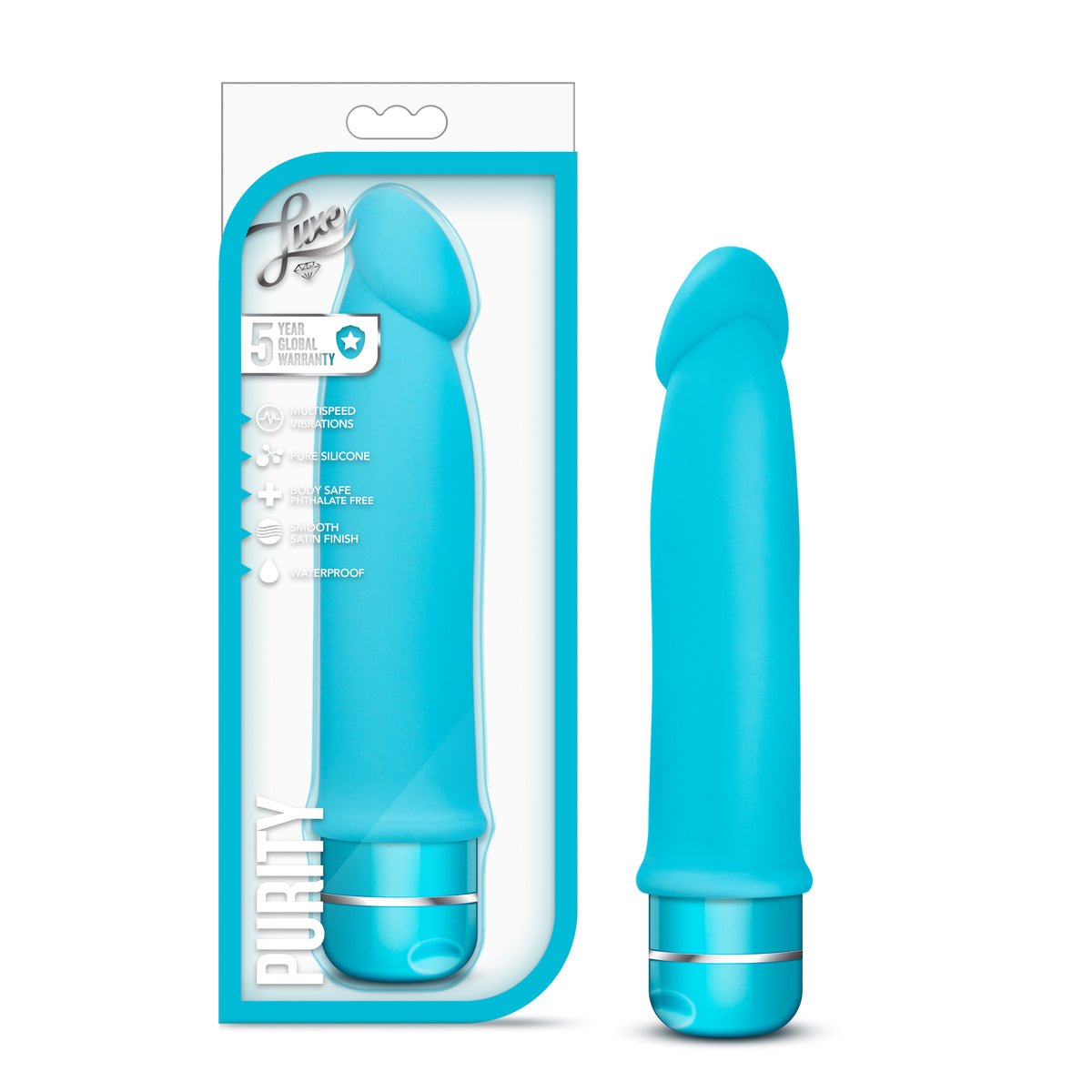 Luxe Purity Blue 7.5 Inch Silicone Vibrator with Multi-Speed > Vibrators > Standard Vibrators