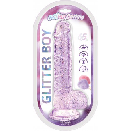 Cotton Candy Glitter Boy 6.5 Inch Clear Silicone Dildo with Suction Cup > Dildos > Realistic Dildos