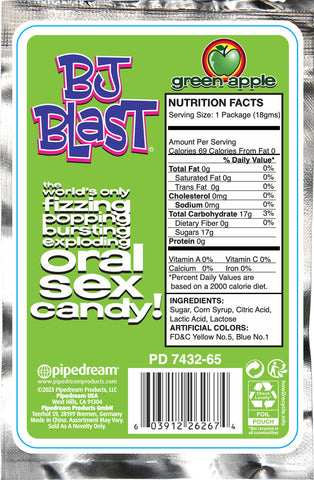 Bj Blast Green Apple Oral Sex Candy Edible Pop Rocks Treat Edible