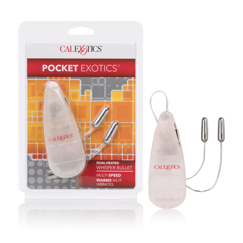 Pocket Exotics Dual Heated Whisper Bullets Vibrator Clear Silver Vibrators