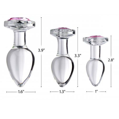 Booty Sparks Pink Gem Glass Anal Plug Set > Anal Range > Butt Plug Kits