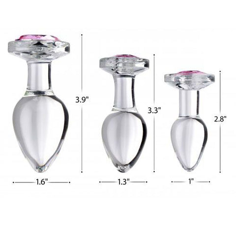 XR Pink Gem Glass Anal Plug Set For Couples And Beginners > Anal Range > Butt Plug Kits