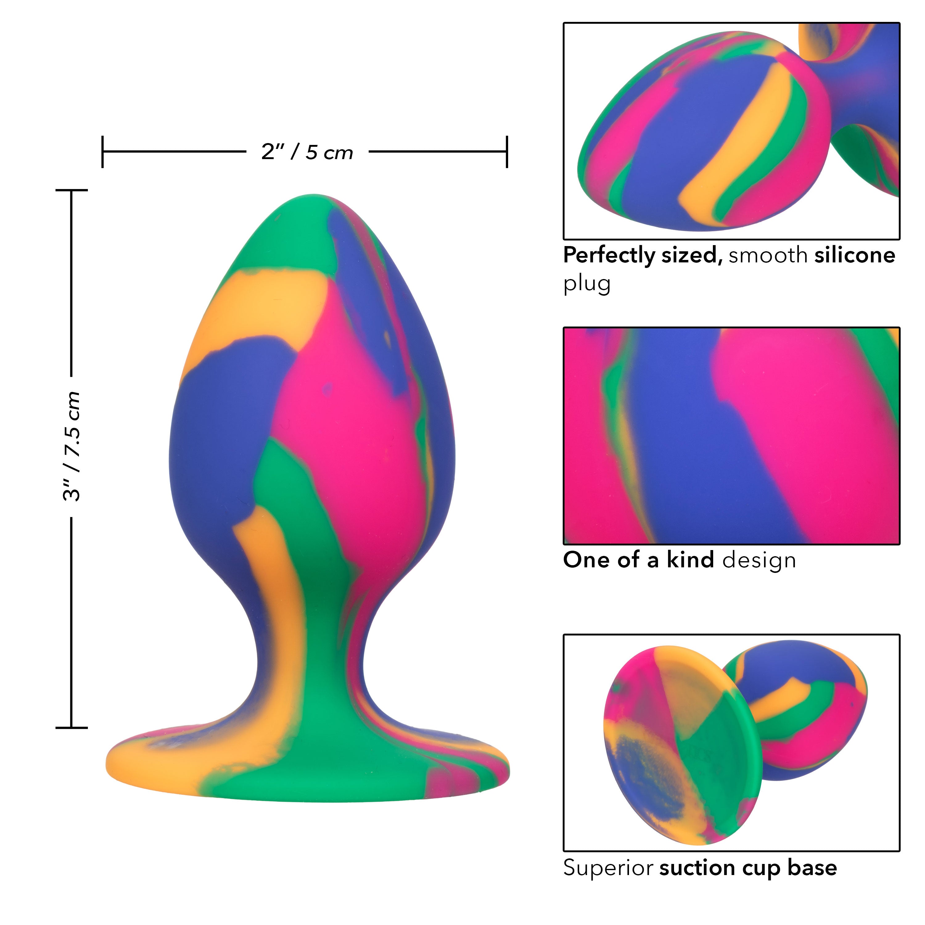 Cheeky Medium Tie Dye – Colorful Medium Butt Plug Secondary image