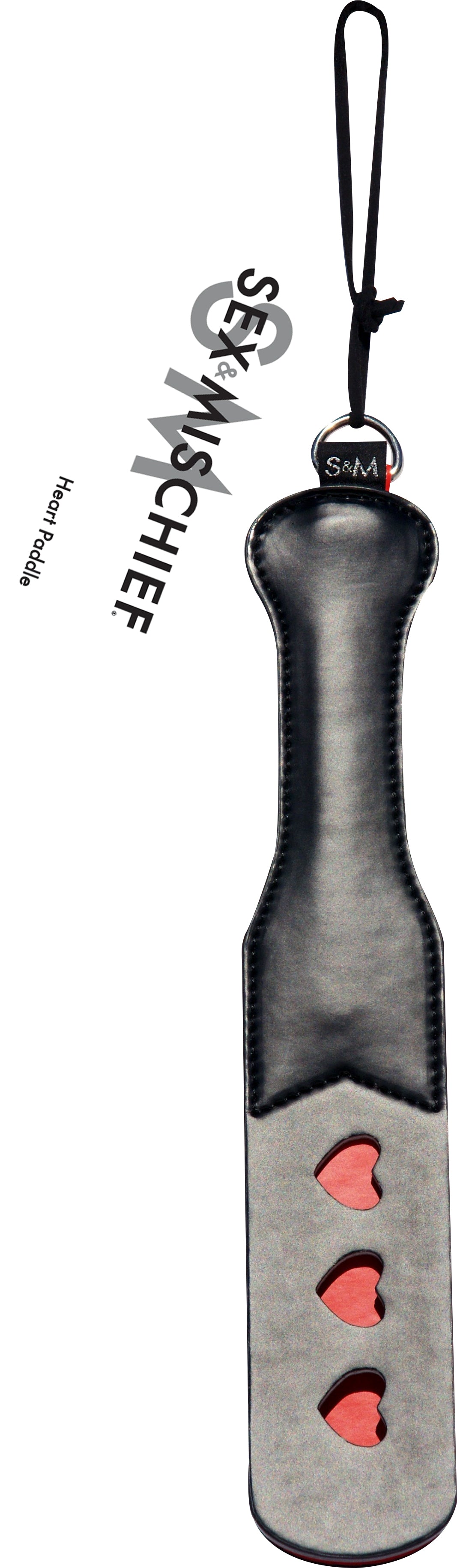 Sex And Mischief Heart Paddle With Split Surface Design Red|Black Whips & Paddles