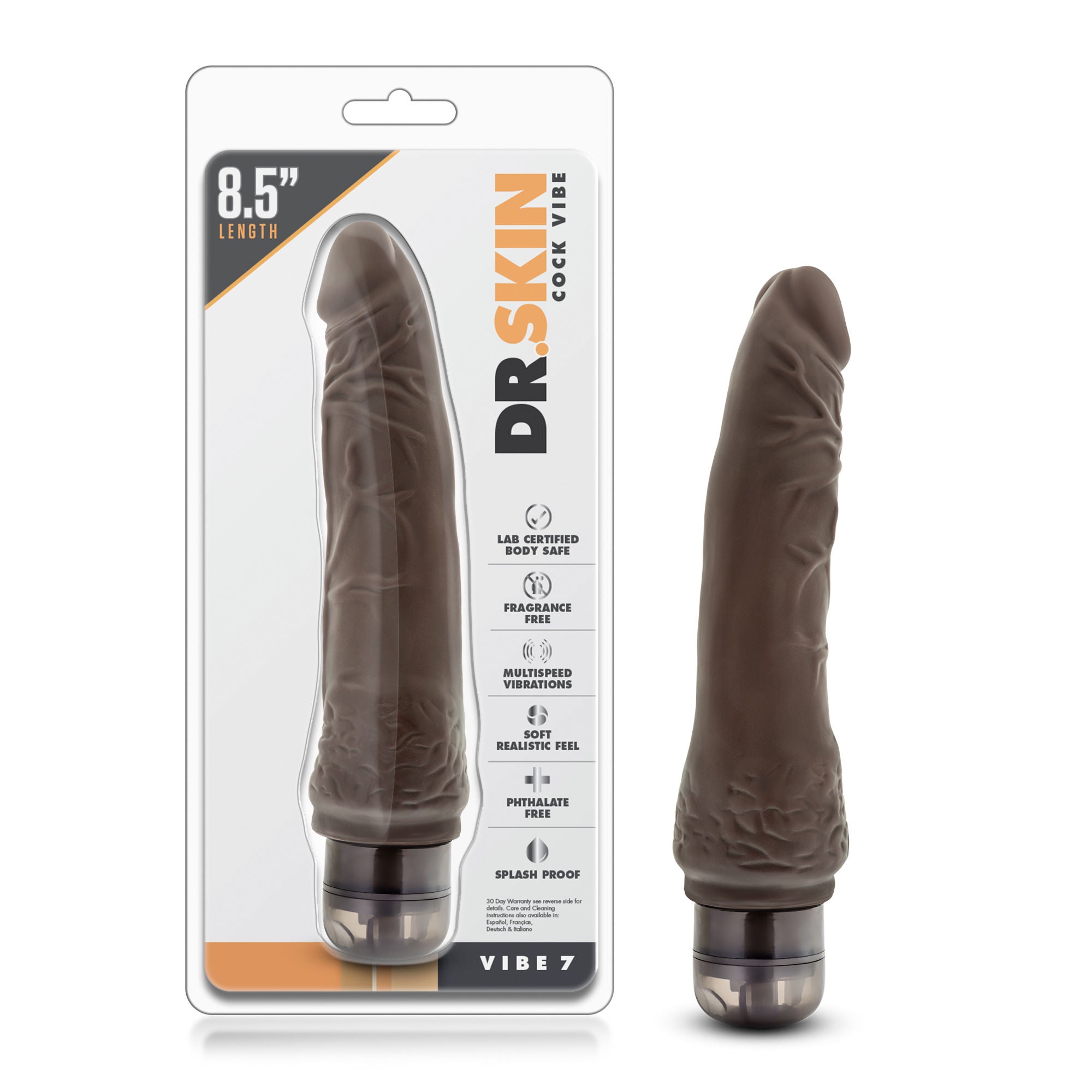 Dr Skin Vibe 7 Chocolate Realistic Vibrator with Veiny Shaft DONGS Vibrating