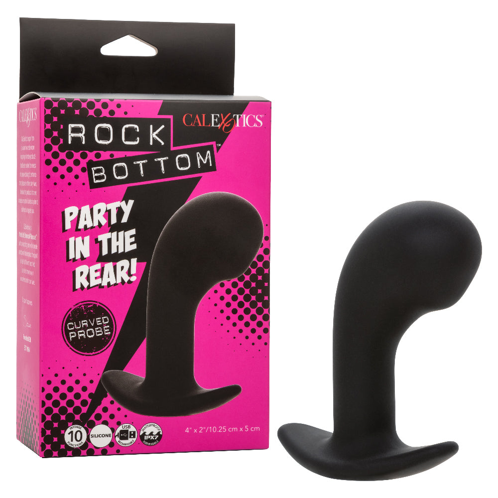 Rock Bottom Curved Prostate Probe Black Rechargeable Toy Black Prostate Tools