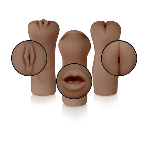 Party Pack Dark Realistic Strokers Set for Male Pleasure Strokers - Manual