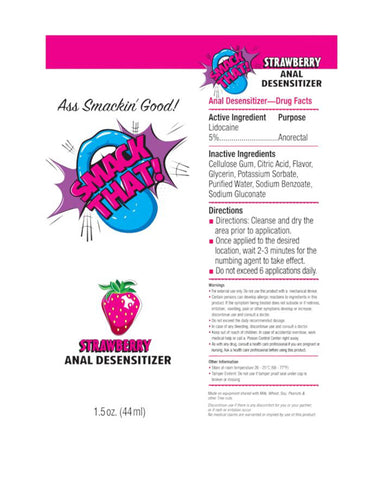 Smack That Anal Desensitiser Strawberry Flavoured 44 ml Tube Default Title Anal Lubricant