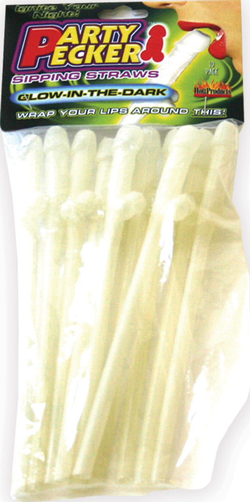 Party Pecker Glow-in-the-Dark (Pack of 10) – 8 Inch Adult-Themed Drinking Straws > Novelties > Party Supplies
