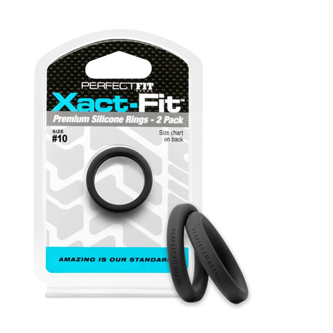Xact-Fit #10 1in 2 Pk Precision Cock Ring Set Black COCK RINGS