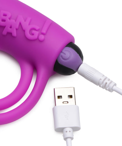 Bang Silicone Cock Ring and Bullet - USB Rechargeable Vibrating Cock Ring with Wireless Remote in Black Cock Rings Vibrating