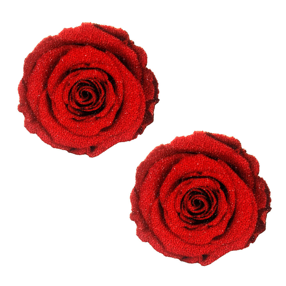 Freaking Awesome Roses Are Red – Glitter Velvet Pasties Red Pasties