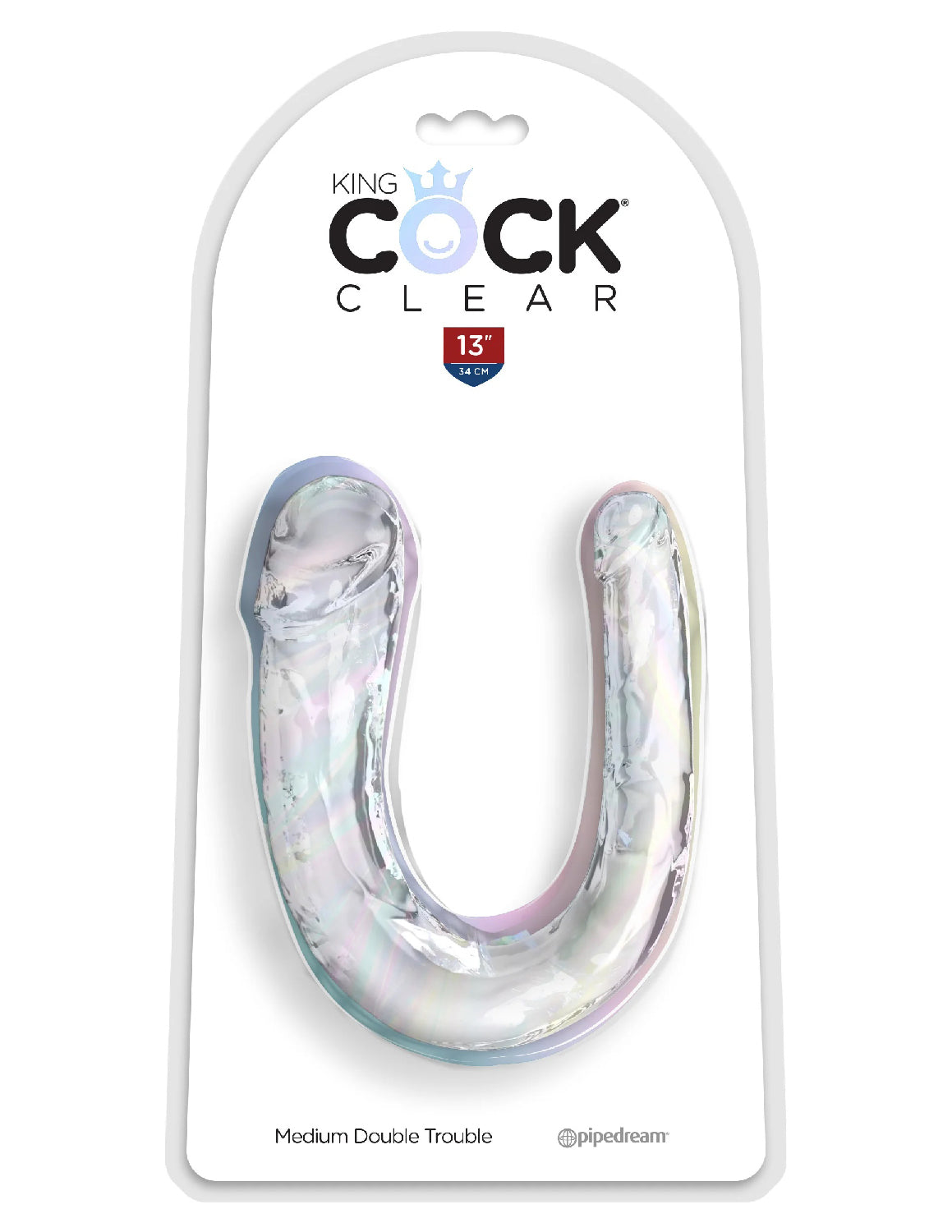 King Cock Medium Double Trouble Double Dildo Clear Double Dongs