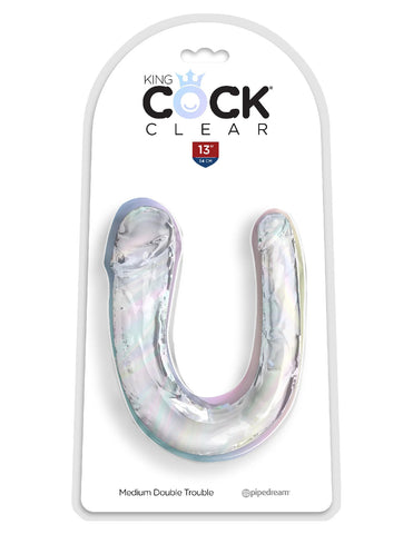 King Cock Medium Double Trouble Double Dildo Clear Double Dongs