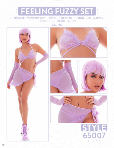 Feeling Fuzzy Lilac Festival Set with Pasties and Sarong Tie Skirt > Clothes > Plus Size Lingerie