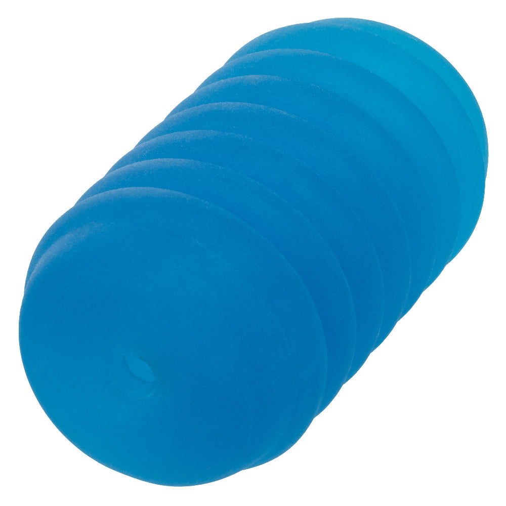 Pop Sock Ribbed Blue Versatile Reversible Stroker 3.5 Inch by 2 Inch Soft Stretchy TPE > Sex Toys For Men > Masturbators Cup