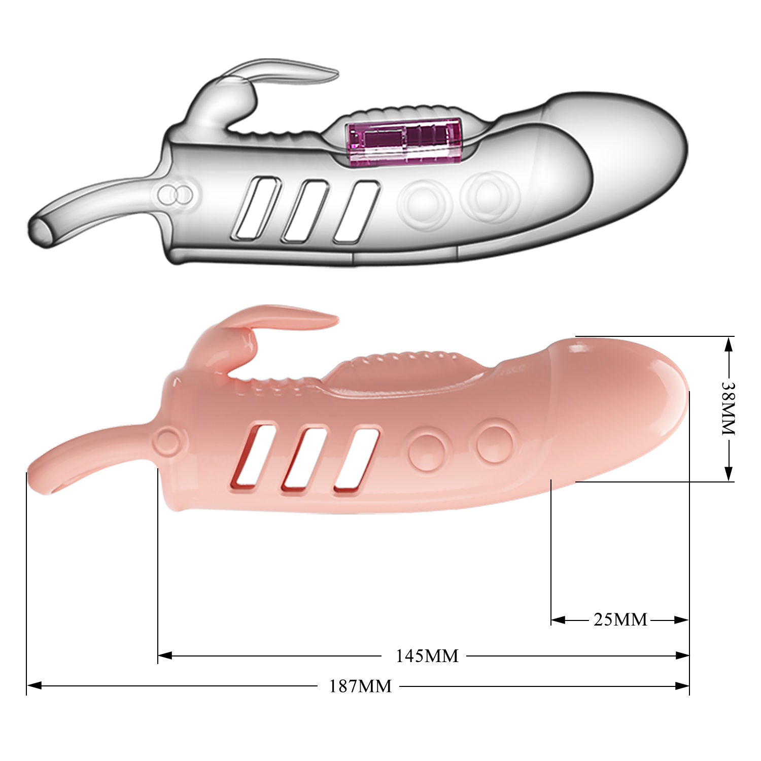 Pretty Love Sloane (Flesh) – Vibrating Rabbit Cock Sleeve > Sex Toys For Men > Penis Sleeves